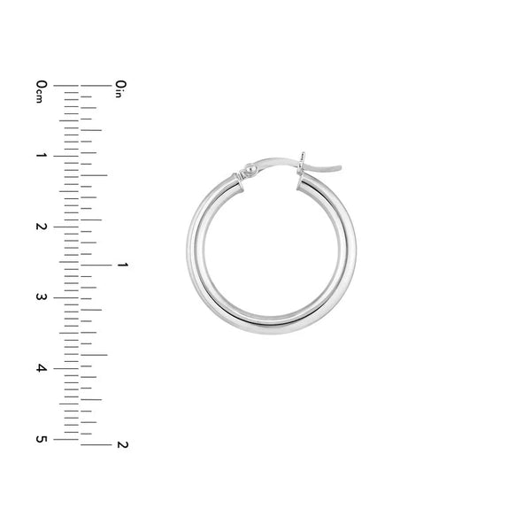 Sterling Silver 3mm x 25mm Polished Hoop Earrings