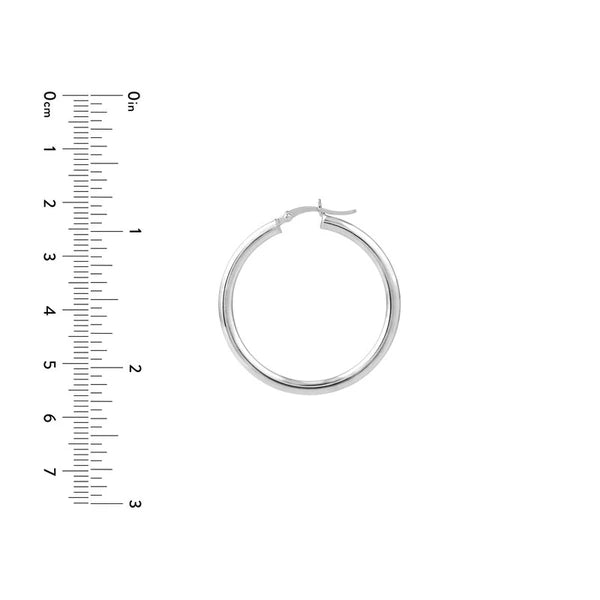 Sterling Silver 3mm x 35mm Polished Hoop Earrings