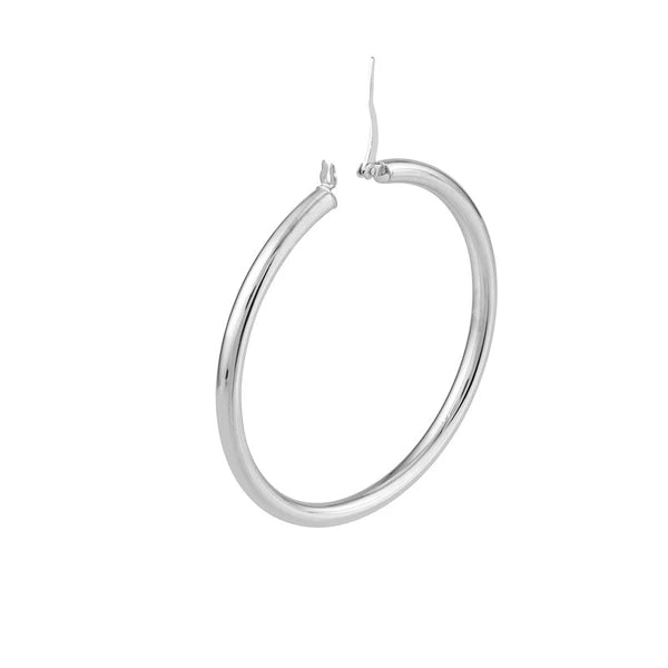 Sterling Silver 3mm x 45mm Polished Hoop Earrings