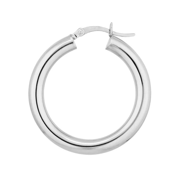 Sterling Silver 4mm x 30mm Polished Hoop Earrings