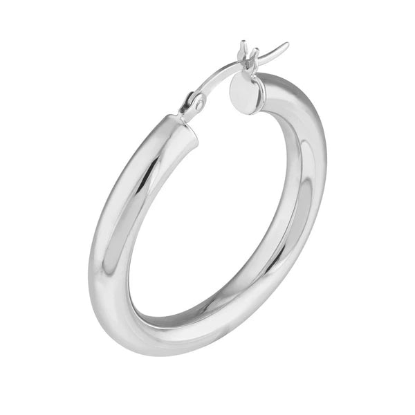 Sterling Silver 4mm x 30mm Polished Hoop Earrings