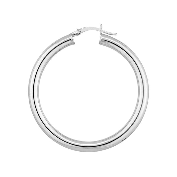 Sterling Silver 4mm x 40mm Polished Hoop Earrings