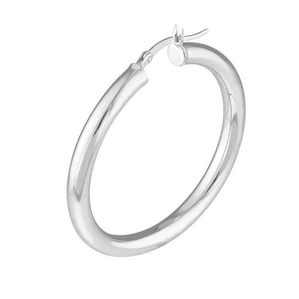 Sterling Silver 4mm x 40mm Polished Hoop Earrings