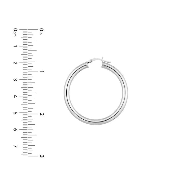 Sterling Silver 4mm x 40mm Polished Hoop Earrings