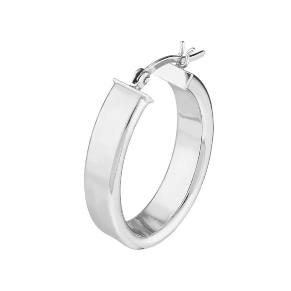 Sterling Silver Satin Oval Hoop Earrings