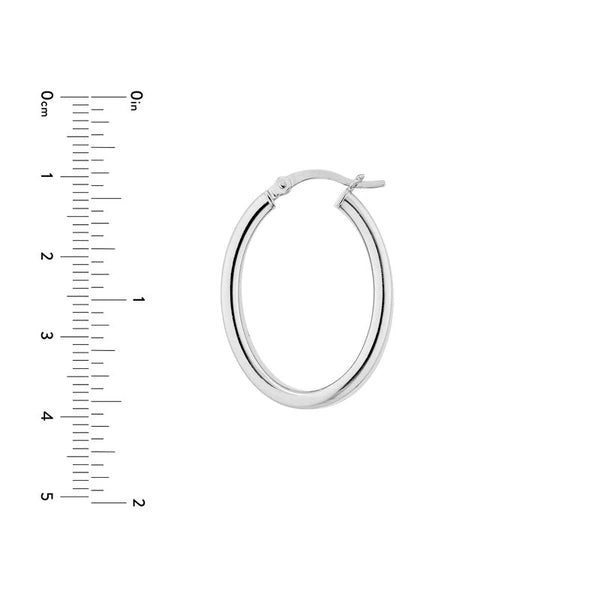 Sterling Silver Satin Oval Hoop Earrings