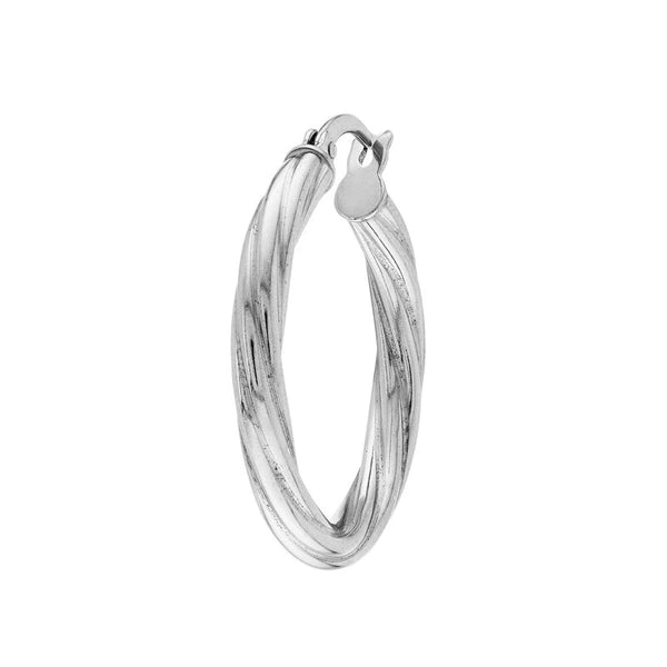 25mm High Polished Twist Hoop Earrings