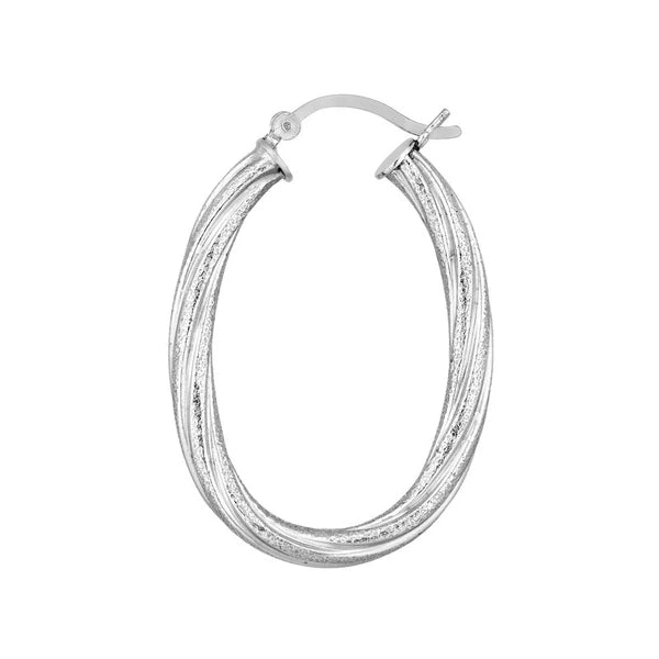 Twisted Brushed Oval Hoop Earrings
