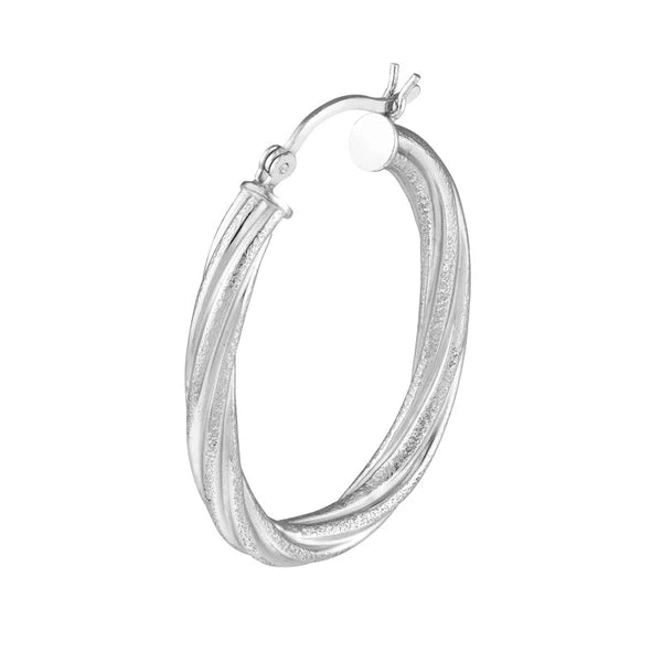 Twisted Brushed Oval Hoop Earrings