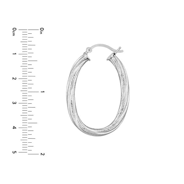 Twisted Brushed Oval Hoop Earrings