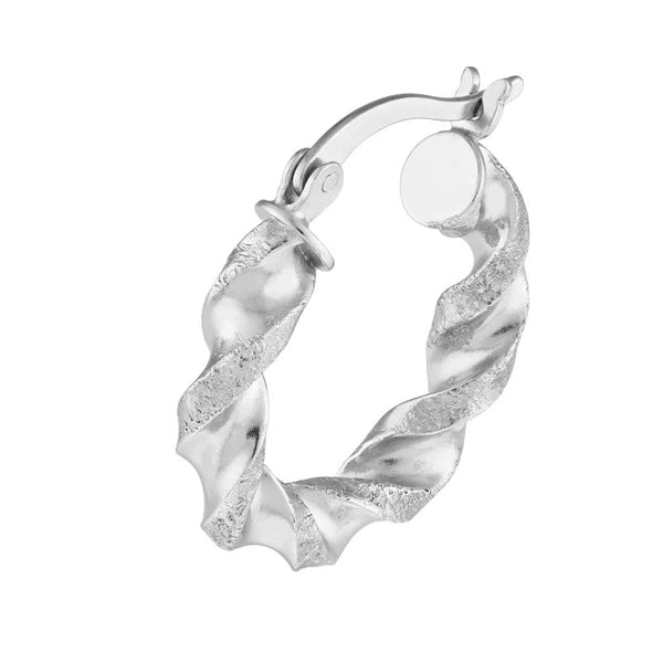 High Polished Texture Twist Hoop Earrings