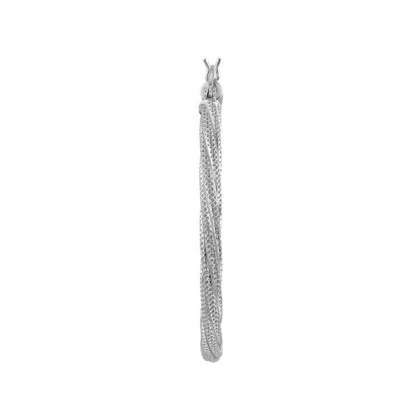 Sterling Silver Twisted and textured Rhodium Hoop Earrings