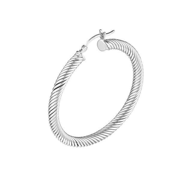 Twist Hoop Texture Earring Rhod