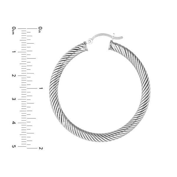Twist Hoop Texture Earring Rhod