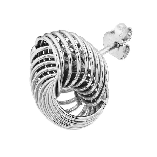 Sterling Silver Spiral Love Knot Stud Earrings on Post Back