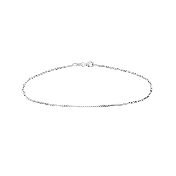 Sterling Silver 1.7mm Round Box Chain with Pear Lobster Lock