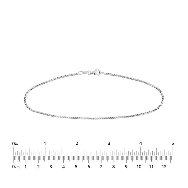 Sterling Silver 1.7mm Round Box Chain with Pear Lobster Lock