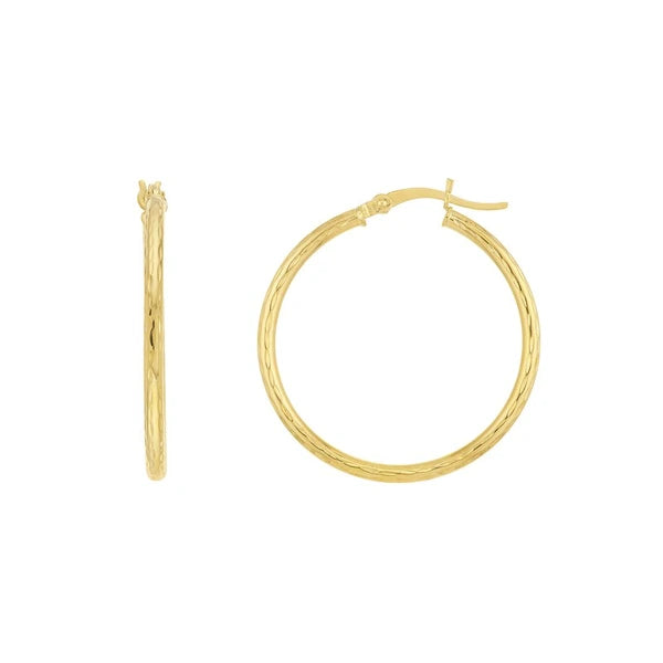 2mm x 30mm Diamond-Cut Hoop Earrings