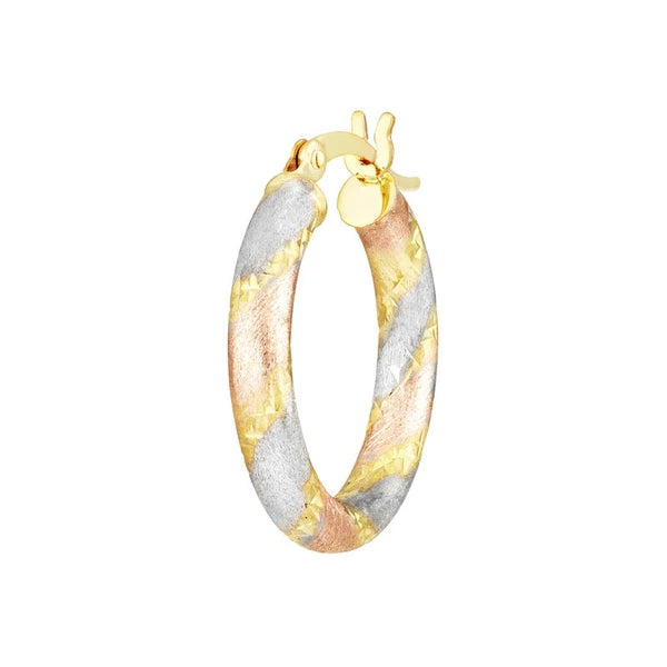 Tri-Color Spiral Hoop Earrings