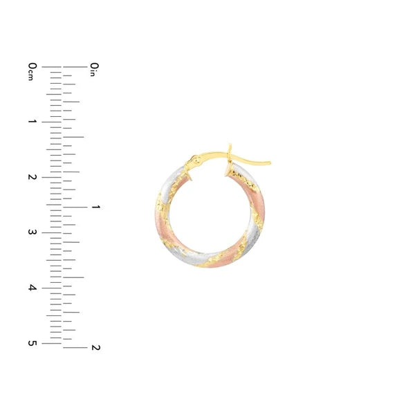 Tri-Color Spiral Hoop Earrings