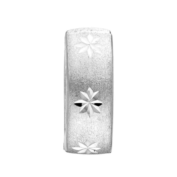 Sterling Silver Satin Hoop Earrings with North Star