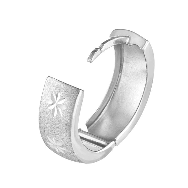 Sterling Silver Satin Hoop Earrings with North Star