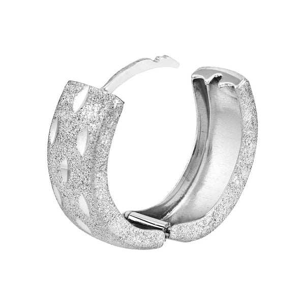 Sterling Silver Laser Hoop Earrings with Diamond-Cut
