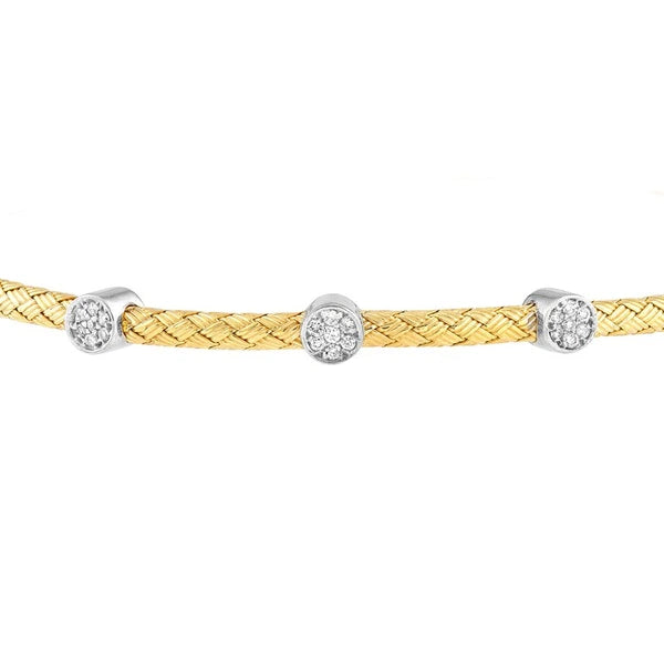 Diamond Trio Station Mesh Bangle
