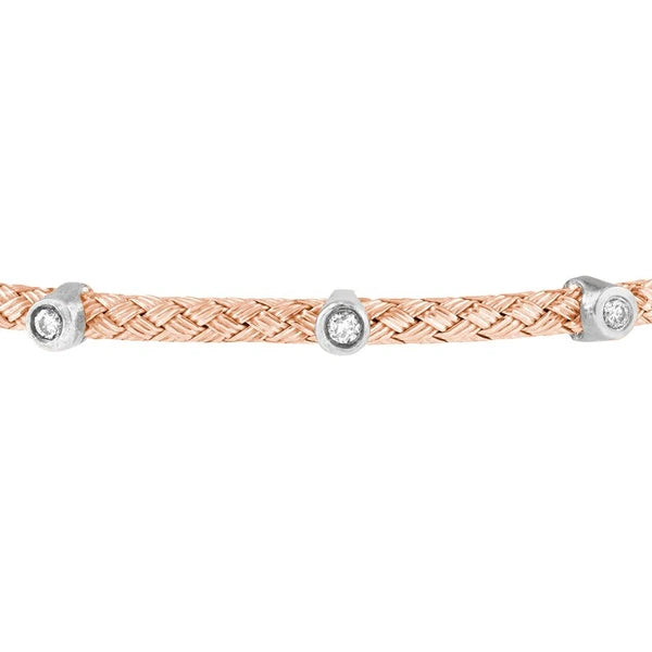 5-Diamond Rose/White Mesh Bangle