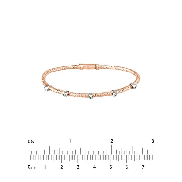 5-Diamond Rose/White Mesh Bangle