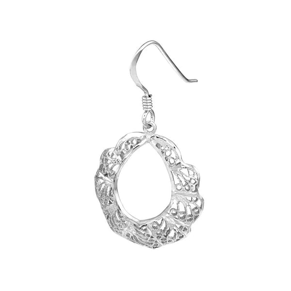Plated Sterling Silver Filigree Open Circle Earrings