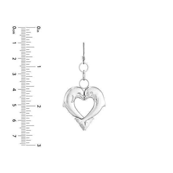 Plated Sterling Silver Dolphin Heart Duo Earrings