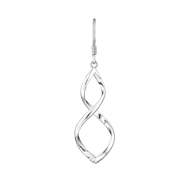 Plated Sterling Silver Corkscrew Tube Drop Earrings