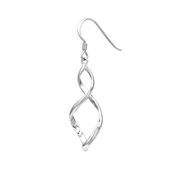 Plated Sterling Silver Corkscrew Tube Drop Earrings
