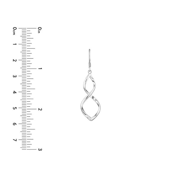 Plated Sterling Silver Corkscrew Tube Drop Earrings