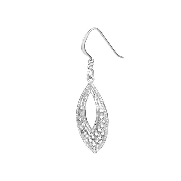 Plated Sterling Silver Filigree Marquise Earrings