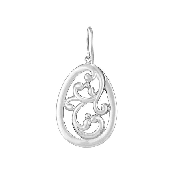 Plated Sterling Silver Teardrop Vine Dangle Earrings