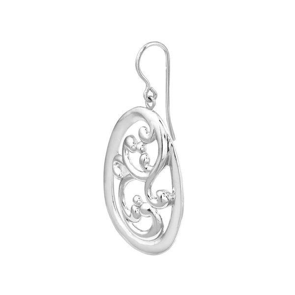 Plated Sterling Silver Teardrop Vine Dangle Earrings