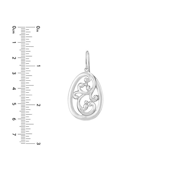 Plated Sterling Silver Teardrop Vine Dangle Earrings