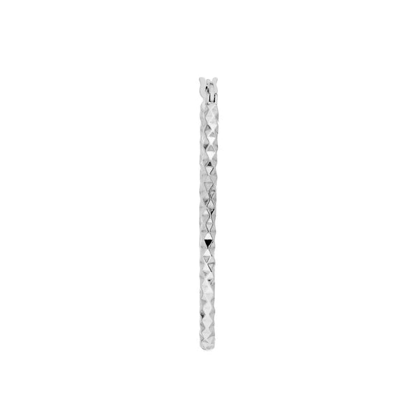 Sterling Silver Diamond-Cut Oval Hoop Earrings