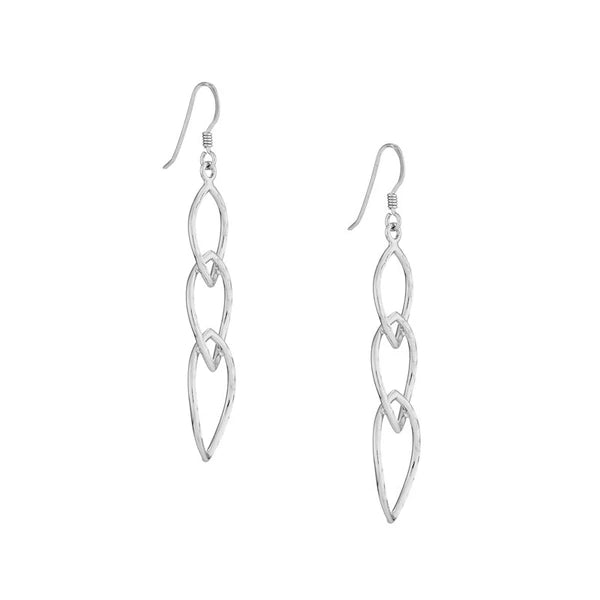 Plated Sterling Silver Marquise Trio Dangle Earrings