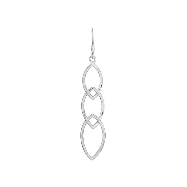 Plated Sterling Silver Marquise Trio Dangle Earrings