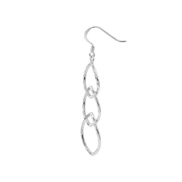 Plated Sterling Silver Marquise Trio Dangle Earrings
