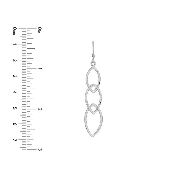 Plated Sterling Silver Marquise Trio Dangle Earrings