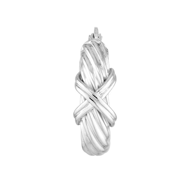 Plated Sterling Silver Twisted Hoop Earrings with X