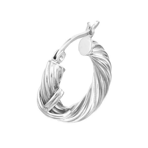 Plated Sterling Silver Twisted Hoop Earrings with X