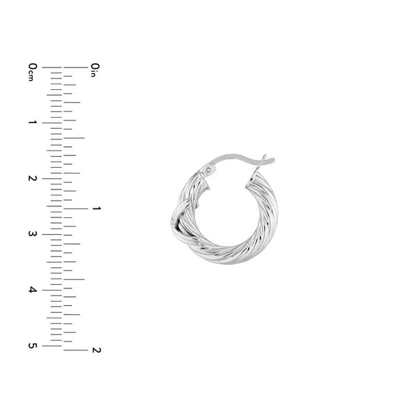Plated Sterling Silver Twisted Hoop Earrings with X