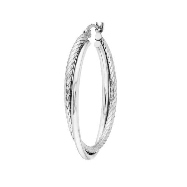 Sterling Silver Polished and Twisted Double Hoop Earrings