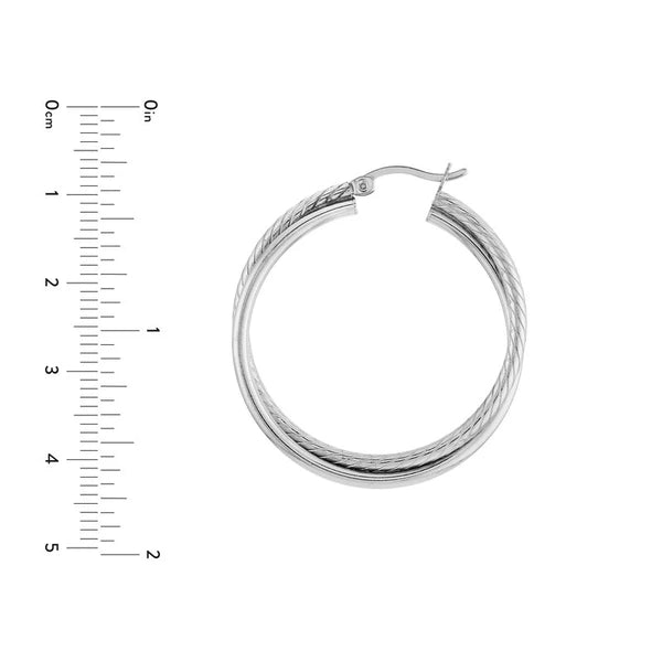 Sterling Silver Polished and Twisted Double Hoop Earrings