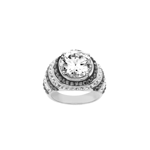 Silver Black/White Stripe Ring